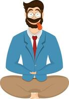 Cartoon character of a man on white background. Relaxed feeling concept. vector