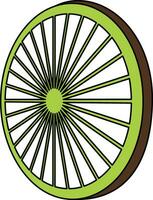 Green color with stroke style of wheel icon for agriculture. vector