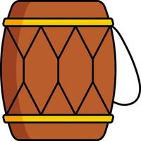 dholak indio tambor icono o símbolo en marrón y amarillo color. vector