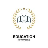 Education logo design with bachelor cap and book concept with creative idea vector