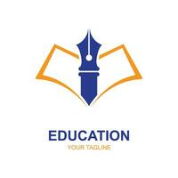 Education logo design with bachelor cap and book concept with creative idea vector