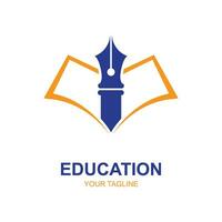 Education logo design with bachelor cap and book concept with creative idea vector