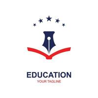 Education logo design with bachelor cap and book concept with creative idea vector