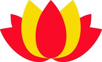 Lotus icon in red and yellow color. vector