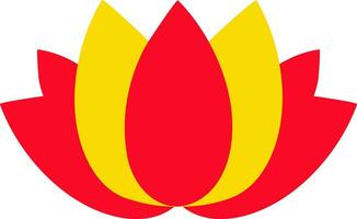 Lotus icon in red and yellow color. vector