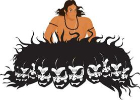 Illustration of Angry Ravana with God Rama. vector