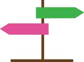 Direction board in brown and green, pink color. vector