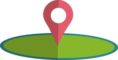 Half shadow of map pin icon with circular path in isolated. vector