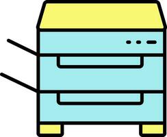 Photocopier Icon In Blue And Yellow Color. vector