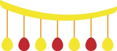 Yellow and red wind chimes in flat style. vector