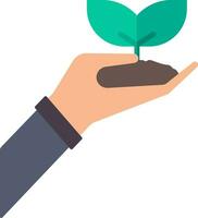 Vector illustration of Hand holding plant icon.