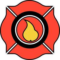 fuego Departamento emblema en plano estilo. vector