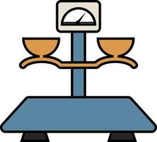 Illustration of balance scale with watch. vector