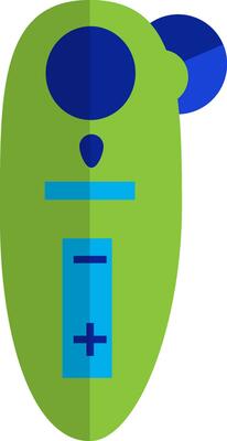 Green and blue remote control.