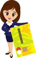 Character of Business Woman with credit card. vector