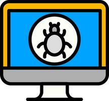 Flat style Virus in Computer Colorful icon. vector
