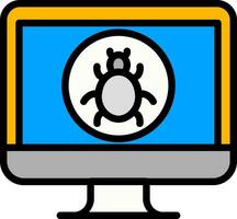 Flat style Virus in Computer Colorful icon. vector