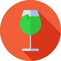 Flat style Cold drink glass icon in green color. vector