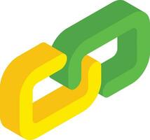 Isometric link icon in yellow and green color. vector