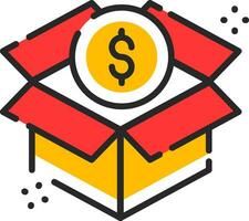 Money box icon in red and yellow color. vector