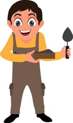 Cartoon character of construction worker.