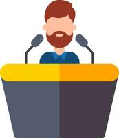 Man Speak on Stage icon in flat style. vector