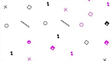 Pink and black random abstract shapes pop style Minimal white background video