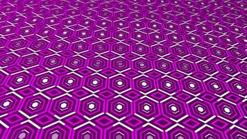 3d White lines moving over hexagonal pattern Pink color background video