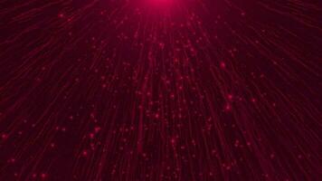 Magenta red meteor shower wavy particles falling with sparkling particles , particles background video