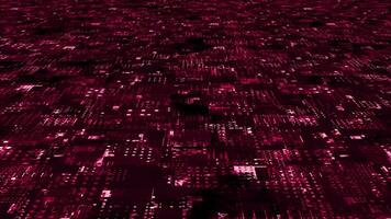 Motion graphic 3D digital technology futuristic Magenta red particles background. Technological and motion particles background video