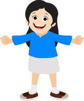 Cartoon character of a cheerful girl. vector