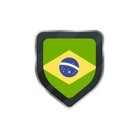 Shield decorated by flag with symbol of Brazil. vector