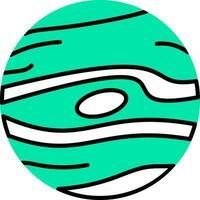 Green and Black Neptune planet icon. vector