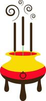 Incense icon with pot for chinese new year concept. vector