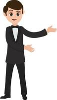 Cartoon character of a young groom. vector