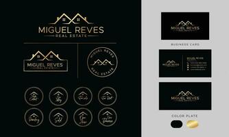 miguel reves real inmuebles logo y marca modelo. vector