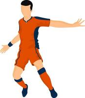 Football player character in defending pose. vector