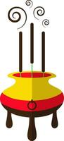 Incense icon with pot for chinese new year concept in half shadow. vector