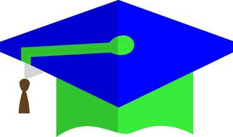 Mortarboard in blue and green color. vector