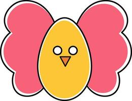Cute chick bird icon in red and yellow color. vector