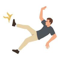 Man slipped on banana peel. Funny people. Illustration concept template for website. vector