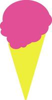 Cone ice cream in pink and yellow color. vector