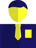 Character of a faceless blue male wearing yellow tie. vector