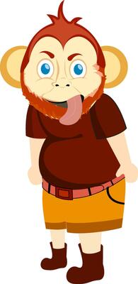 Cartoon monkey dressed up like a man.