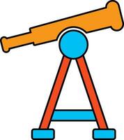 Telescope in yellow and orange color. vector