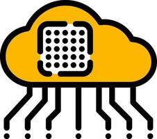 Cloud Chip Icon in Yellow and Black color. vector