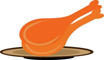 Flat style chicken leg pieces on plate. vector