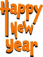 Orange Paper Cut Happy New Year Font With Shadow Effect On White Background. vector