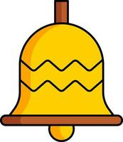 Flat style Bell icon in brown and yellow color. vector