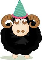 Cartoon sheep wearing party cap. vector